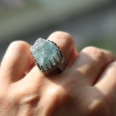 Surowy Fluoryt - srebrny pierścionek 