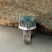 Surowy Fluoryt - srebrny pierścionek 